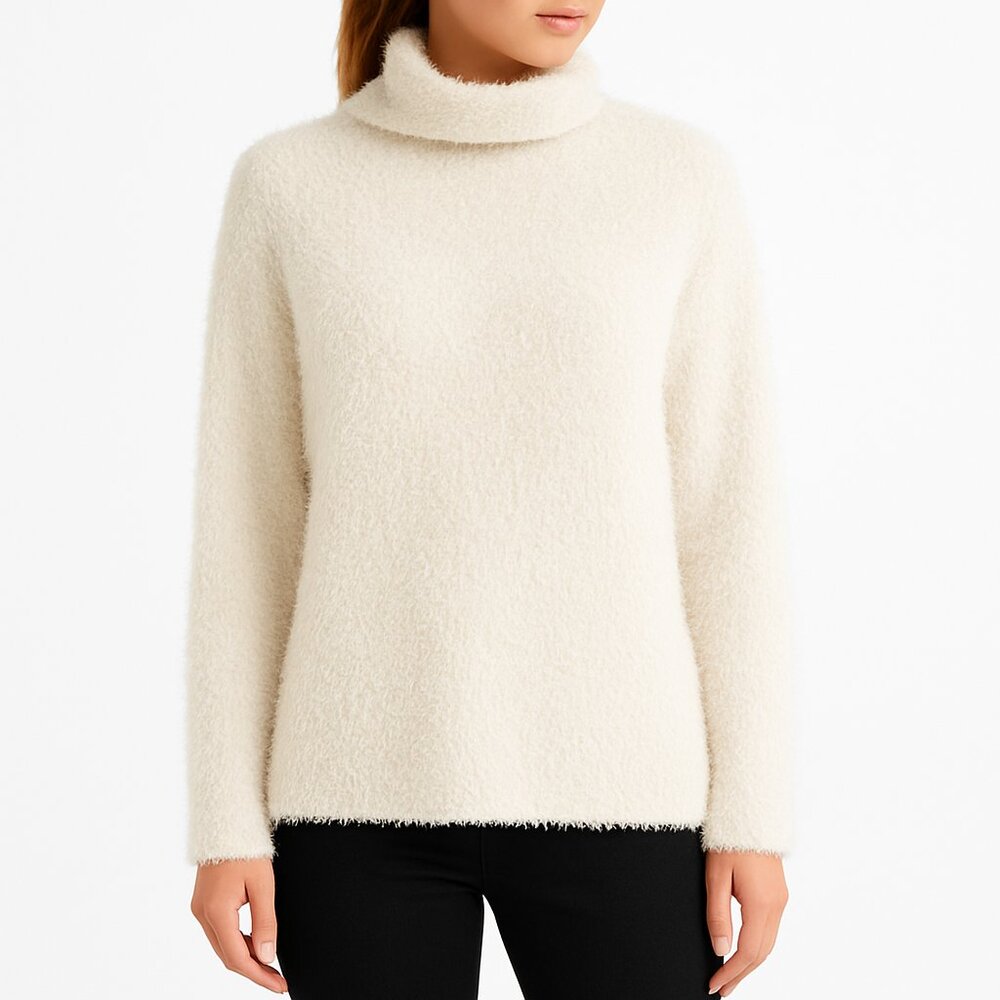 525 America Eyelash Turtleneck Tunic Sweater